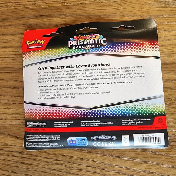 Pokemon Scarlet & Violet Prismatic Evolutions Tech Sticker Collection W/ Leafeon - Picture 2 of 2